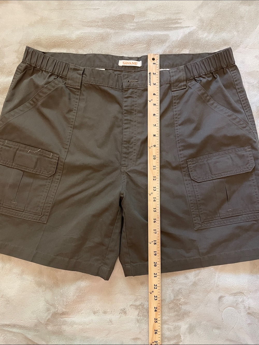 Savane Olive Green Cargo Shorts with Elastic Waist